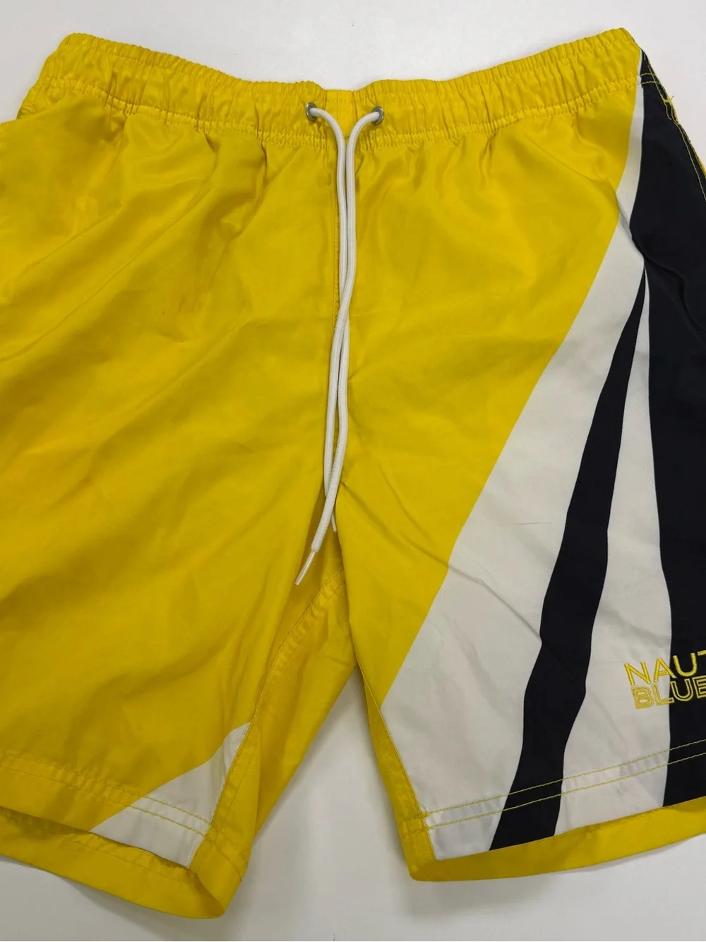 Nautica Navy and Yellow Swim Shorts with Blue Sail Label