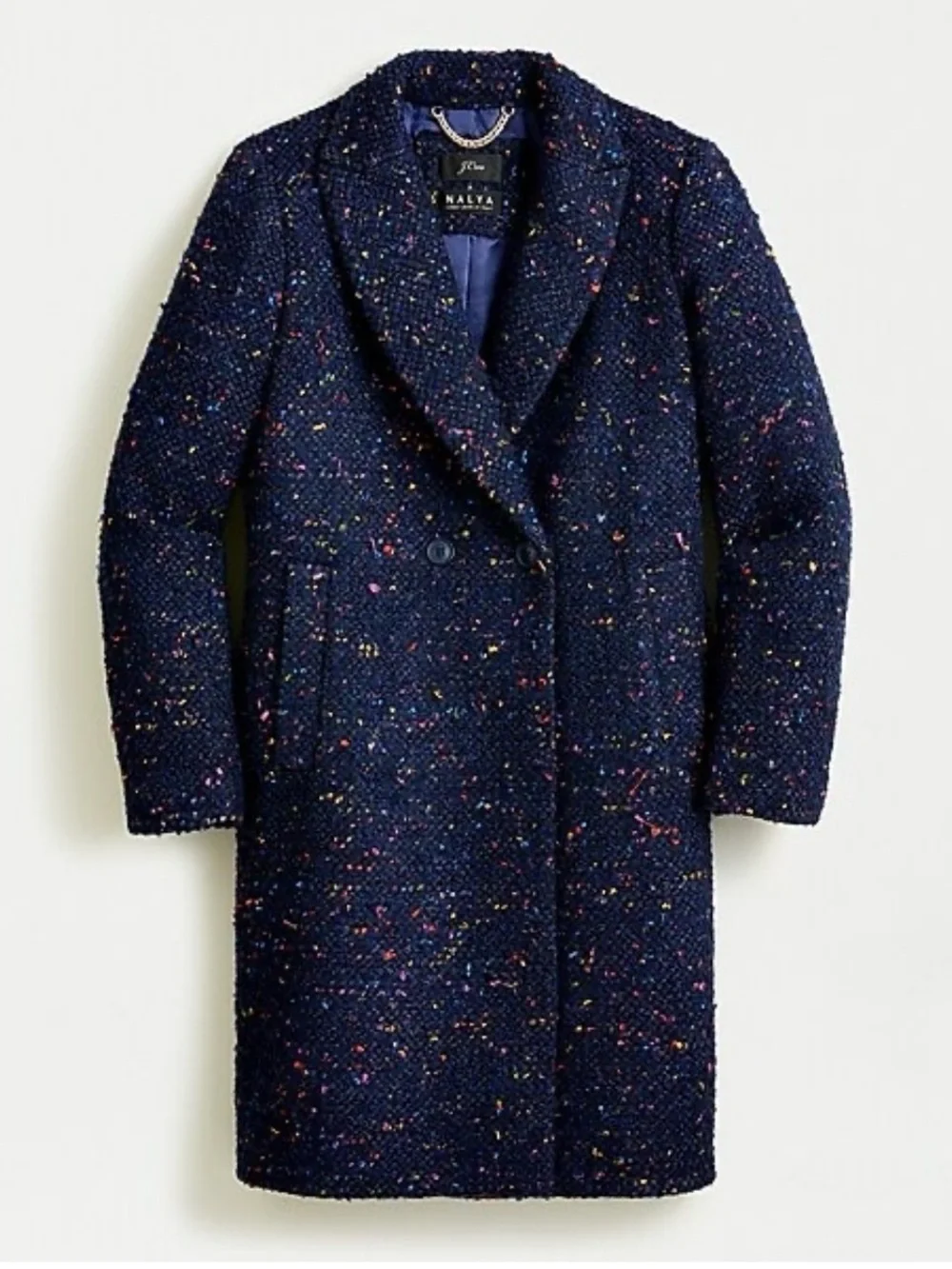 J.Crew Nalya Italian Tweed Wool Navy Topcoat 2