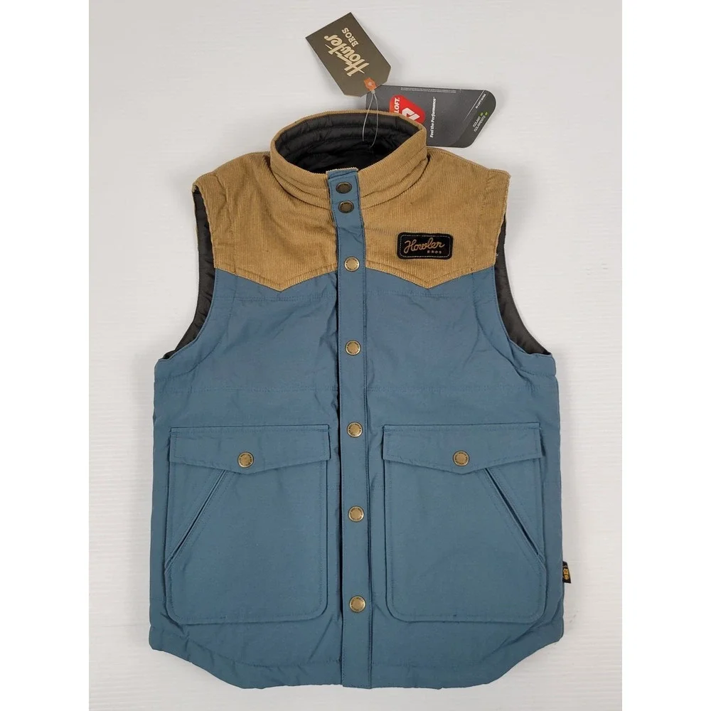 NWT Howler Bros Kid Youth Medium Rounder Vest‎ 3502 Blue British Khaki Corduroy