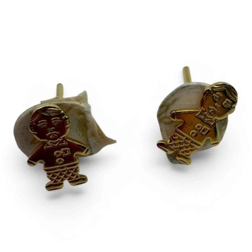 Gold Tone Boy Stud Earrings – Cute Fashion Biju Studs‎