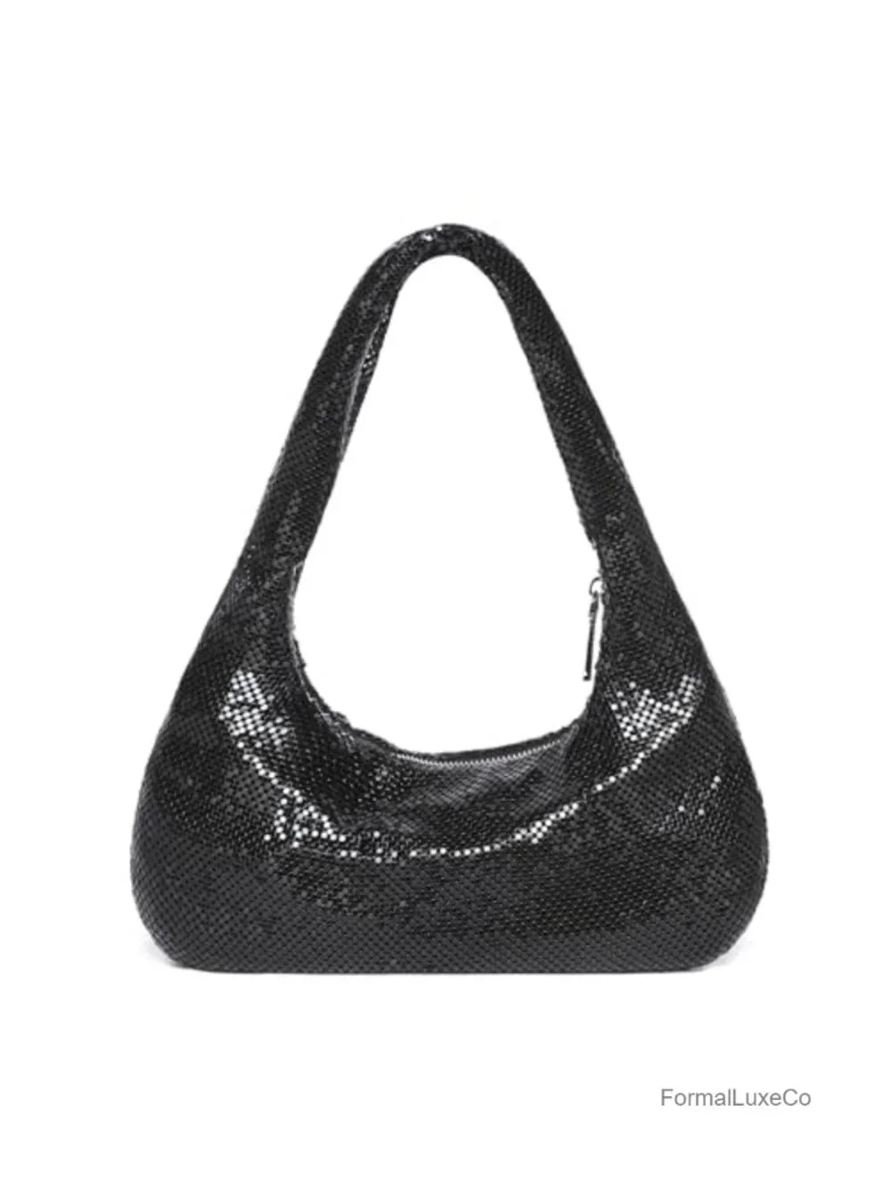 Sequin Bling Metal Mesh Evening Hobo Clutch, Lightweight Formal Party Bag