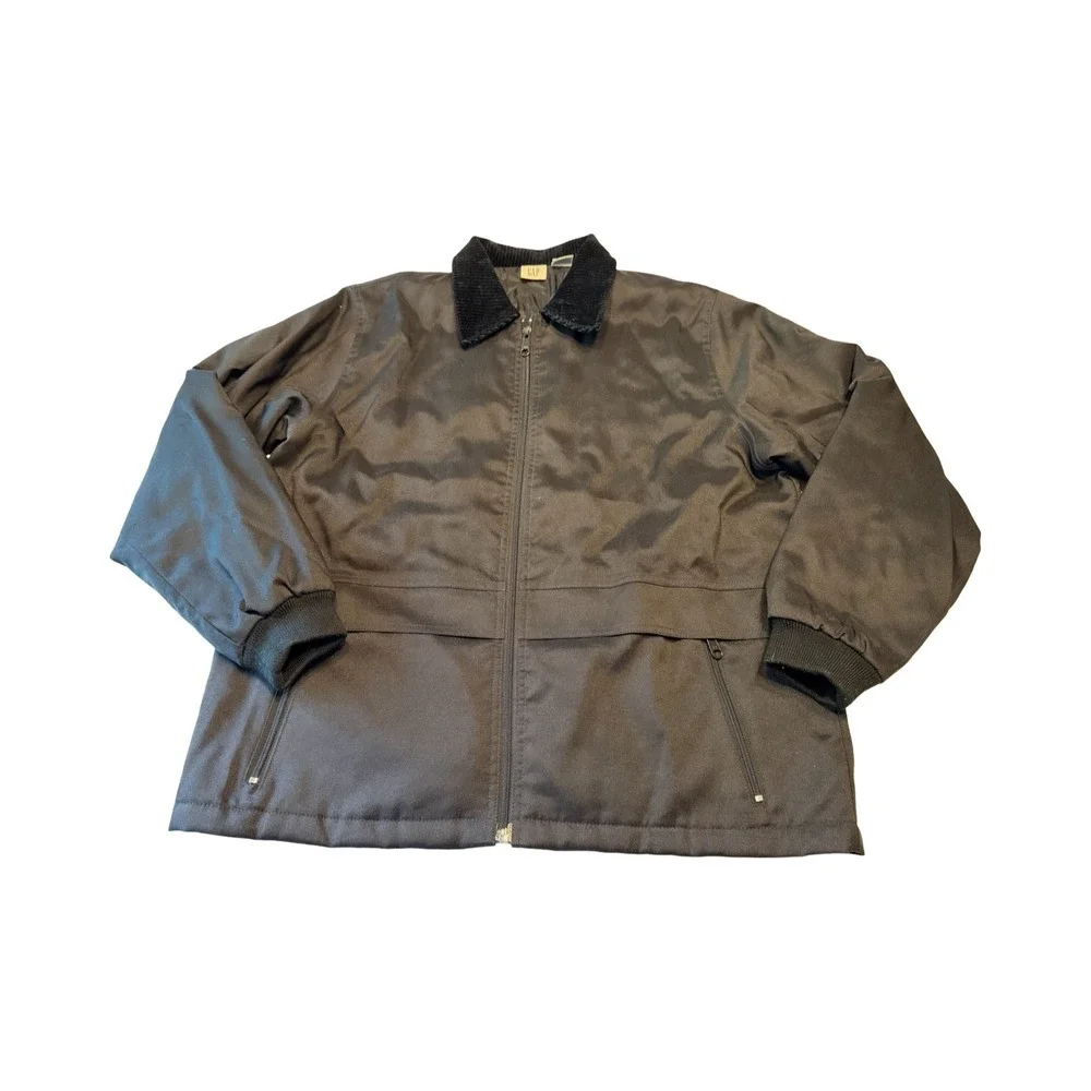 Vtg‎ Gap Mens Black Chore Jacket Corduroy Collar Quilted Lining Size M Utility