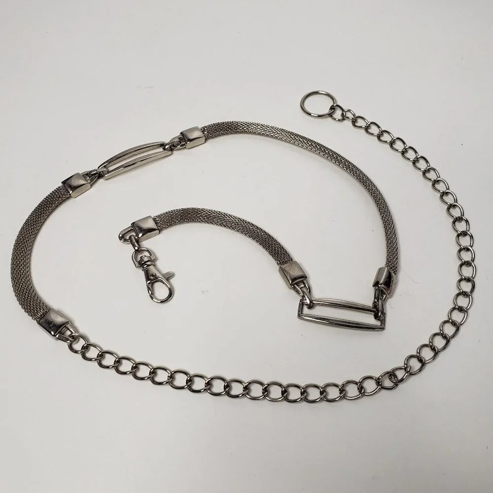 Silver Tone Mesh Metal Skinny Chain Belt‎ OS