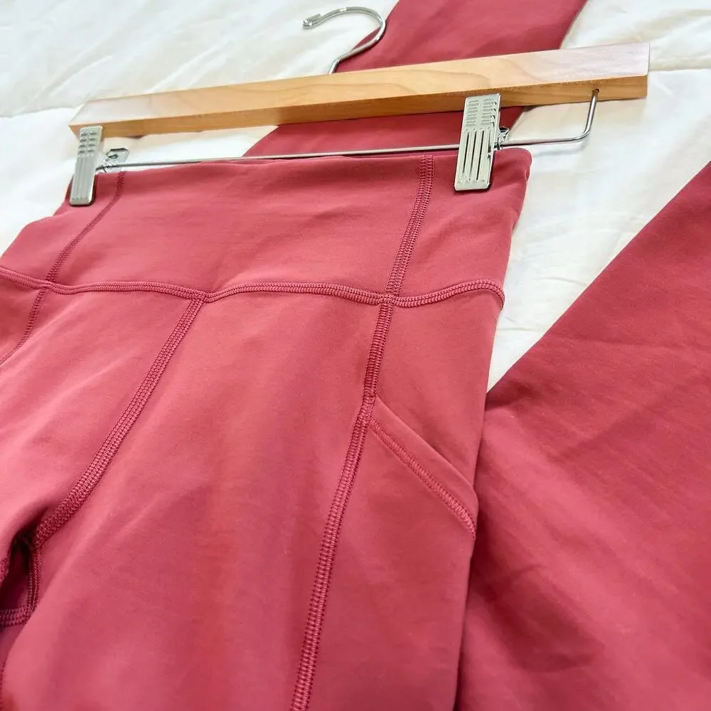 NWOT Lululemon Fast & Free Brushed Nulux 25” High-Rise Tight Red Maroon Size 2