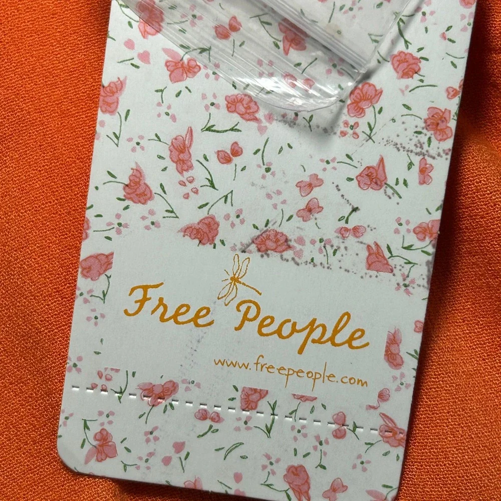 NWT Free‎ People Red Combo Floral Print V Neck Mini Dress Size S Orange