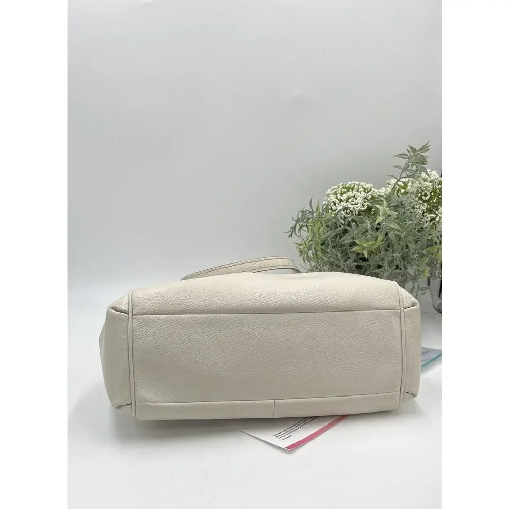 Coach F34663 Authenticated Minetta Chalk Cross-grained Leather Handbag‎ Purse