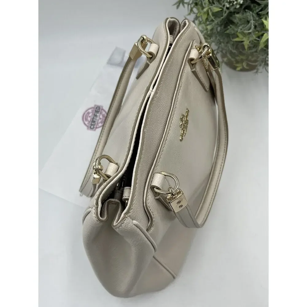 Coach F34663 Authenticated Minetta Chalk Cross-grained Leather Handbag‎ Purse