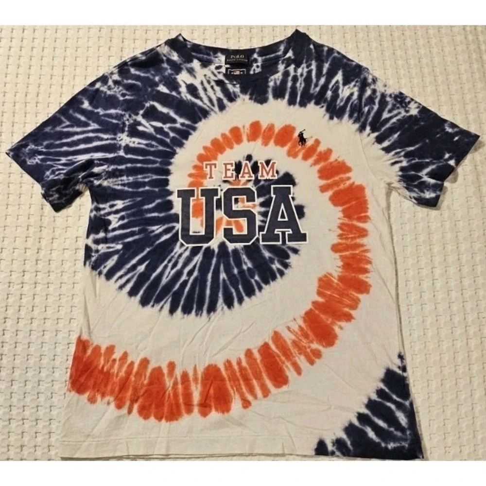 Polo Ralph Lauren Polo Mens Small‎ Red White Blue Tie Dye Short Sleeve Shirt