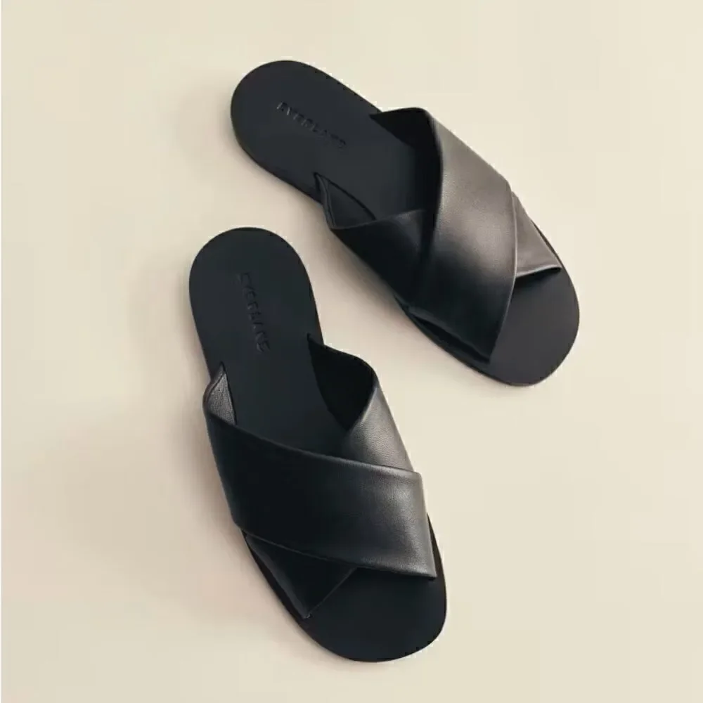 NEW Everlane The Day Crossover Sandal in Black leather
