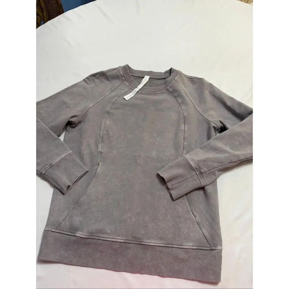 Lululemon Scuba Crew Washed Dark Chrome Grey Sweatshirt Size 8