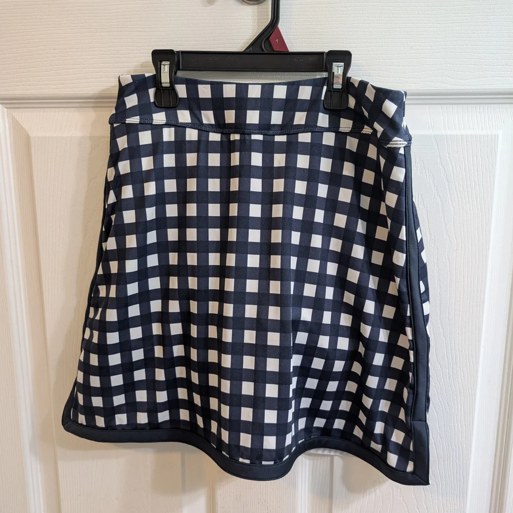 Tuckernuck Navy and White Gingham A-Line Skirt