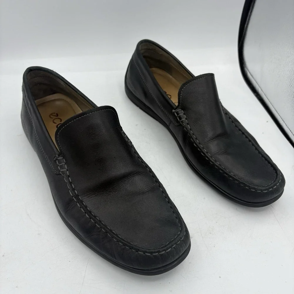 Ecco Loafers Mens Size 10 Classic Moc 2.0 Black Leather Driving
