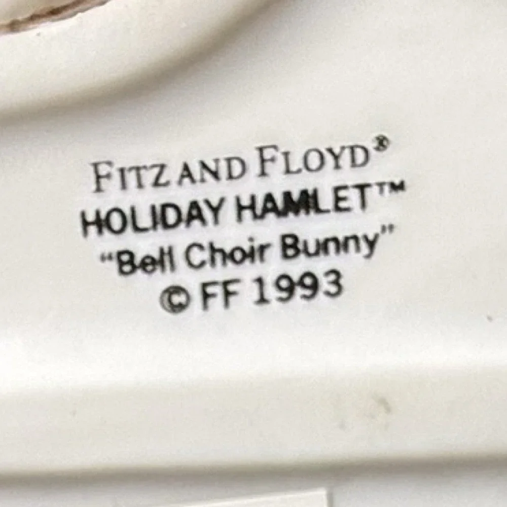 Fitz & Floyd Holiday Hamlet Enchanted Forest Bell Choir Bunny Figurine 1993