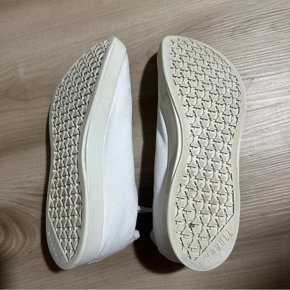 NOBULL Canvas Trainer Mens‎ 9 Womens 10.5 White Low Top Gym Sneakers Training