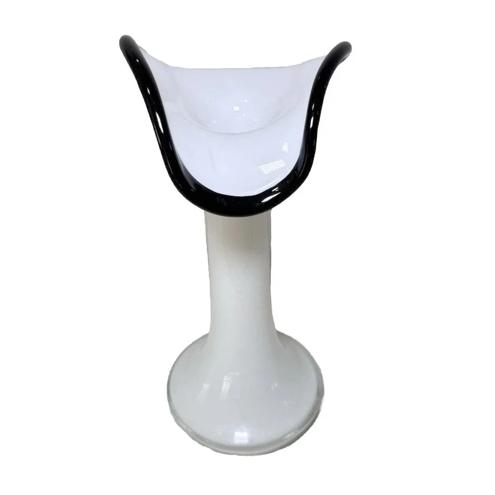 Black & White Vase‎ J. Sluczan, Orkusz, Glassworks Tarnowiec, Poland 1980s