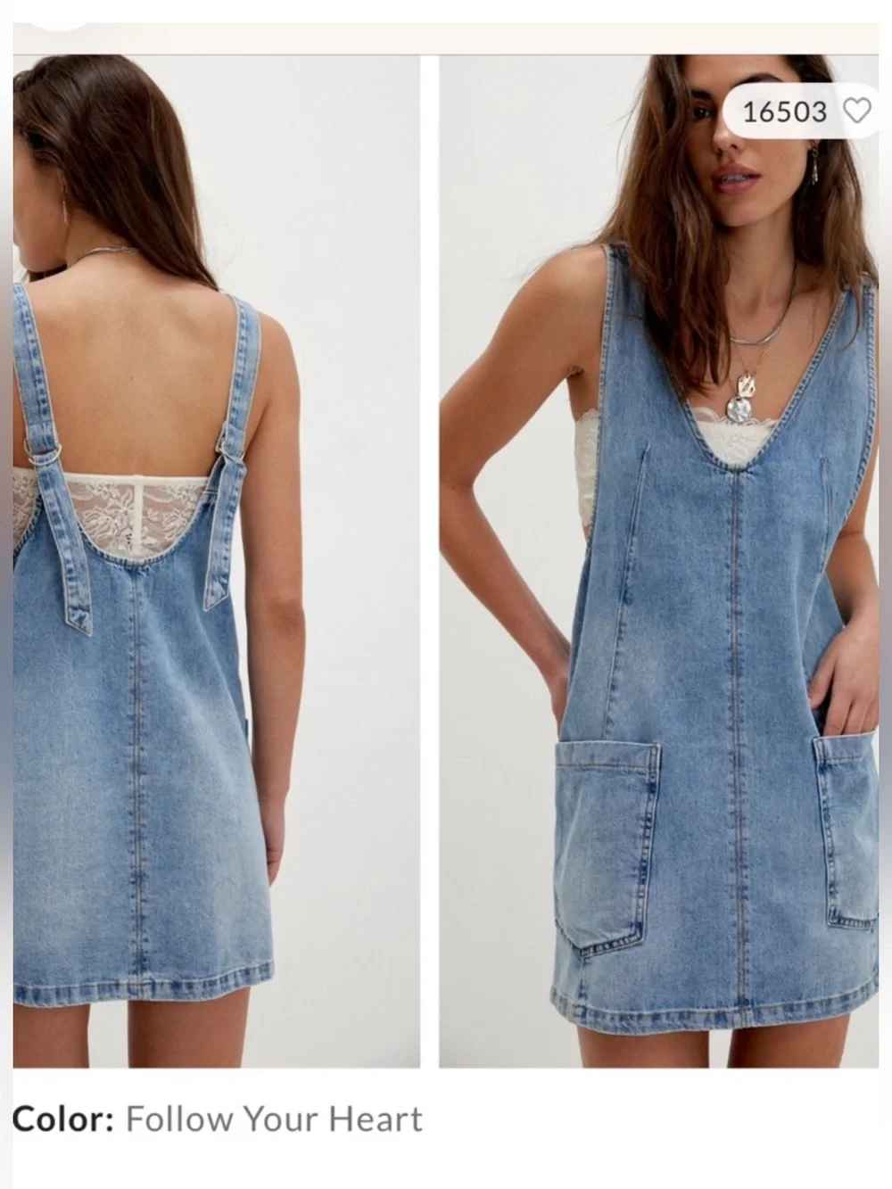 Free People “High Roller” Denim Dress Size L
