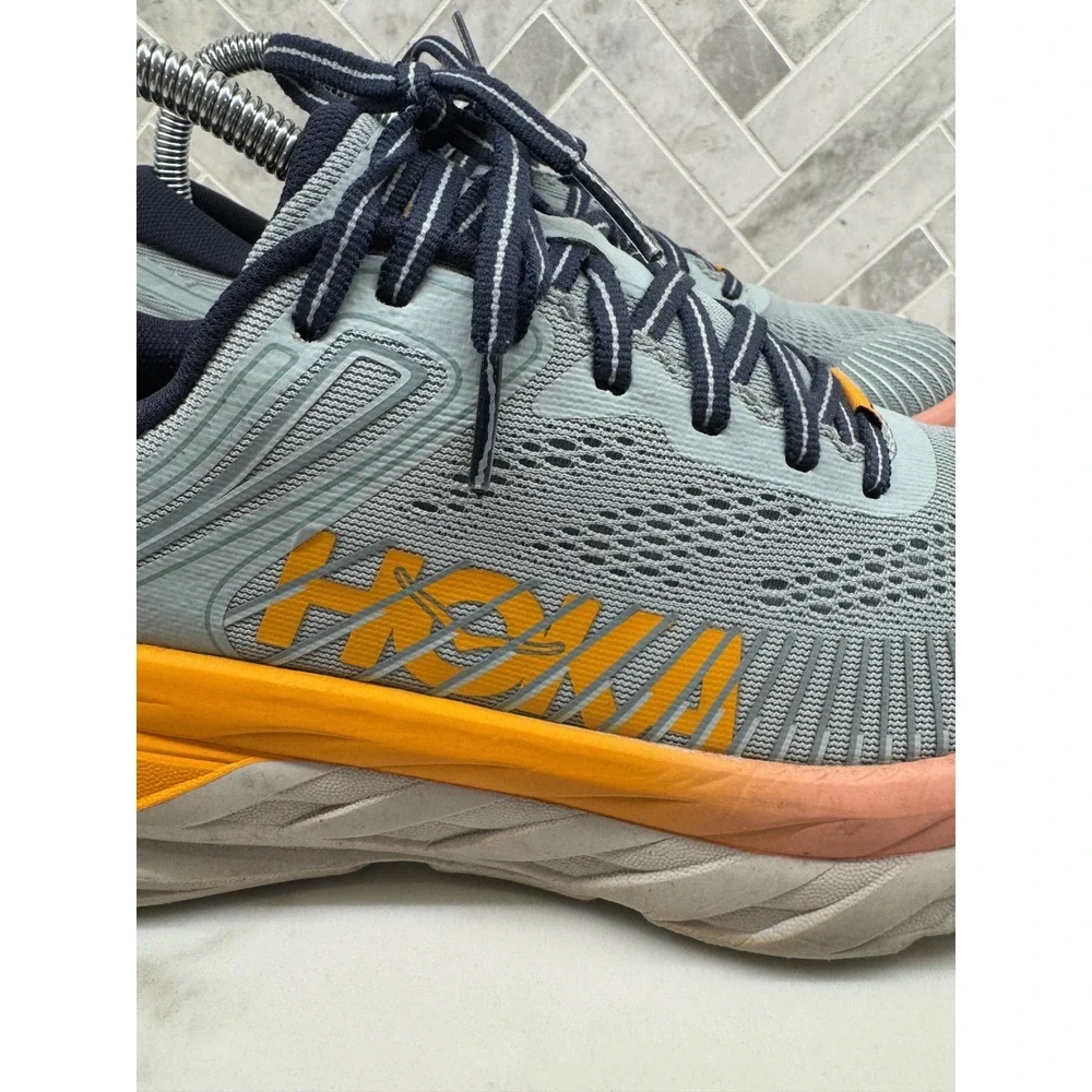 Hoka One One Bondi 7 Running Shoes Womens 8 Orange Blue Haze Athletic Sneakers