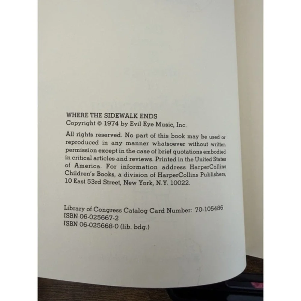 Where The Sidewalk Ends Shel Silverstein 1974 Harper and Row Early Edition‎ Hard