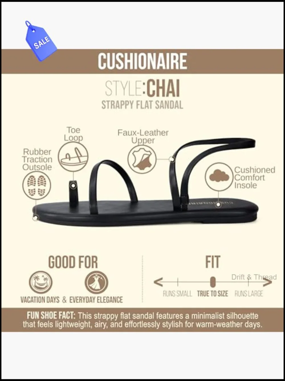 Strappy Flip Flop Sandals with Memory Foam, Adjustable Ankle Strap, Casual Flat