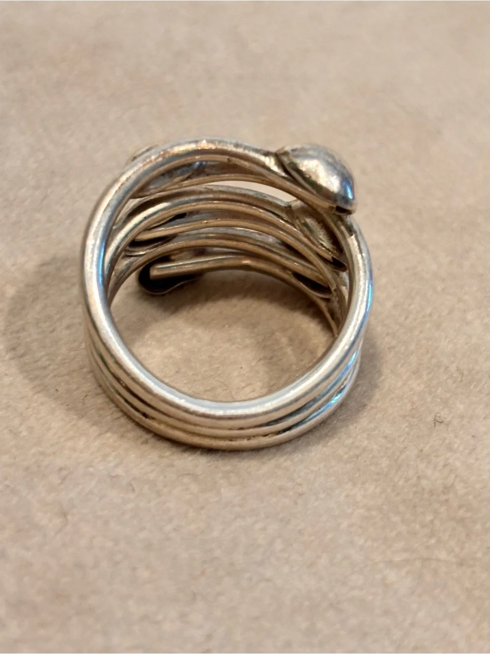 Designer 925 Sterling Silver Stacked Teardrop Ring - Size 6
