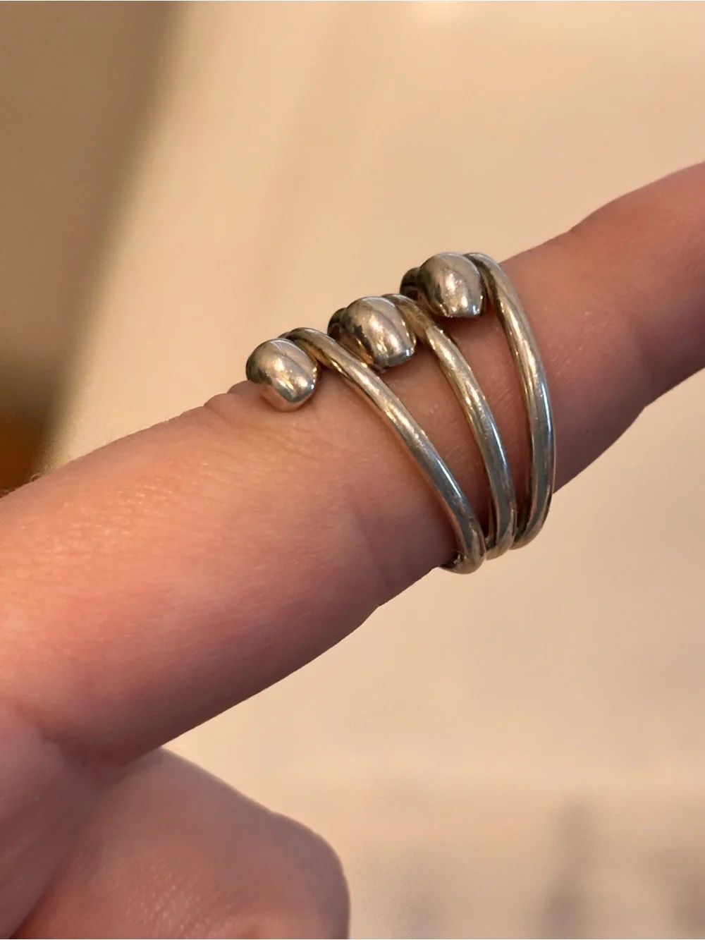 Designer 925 Sterling Silver Stacked Teardrop Ring - Size 6