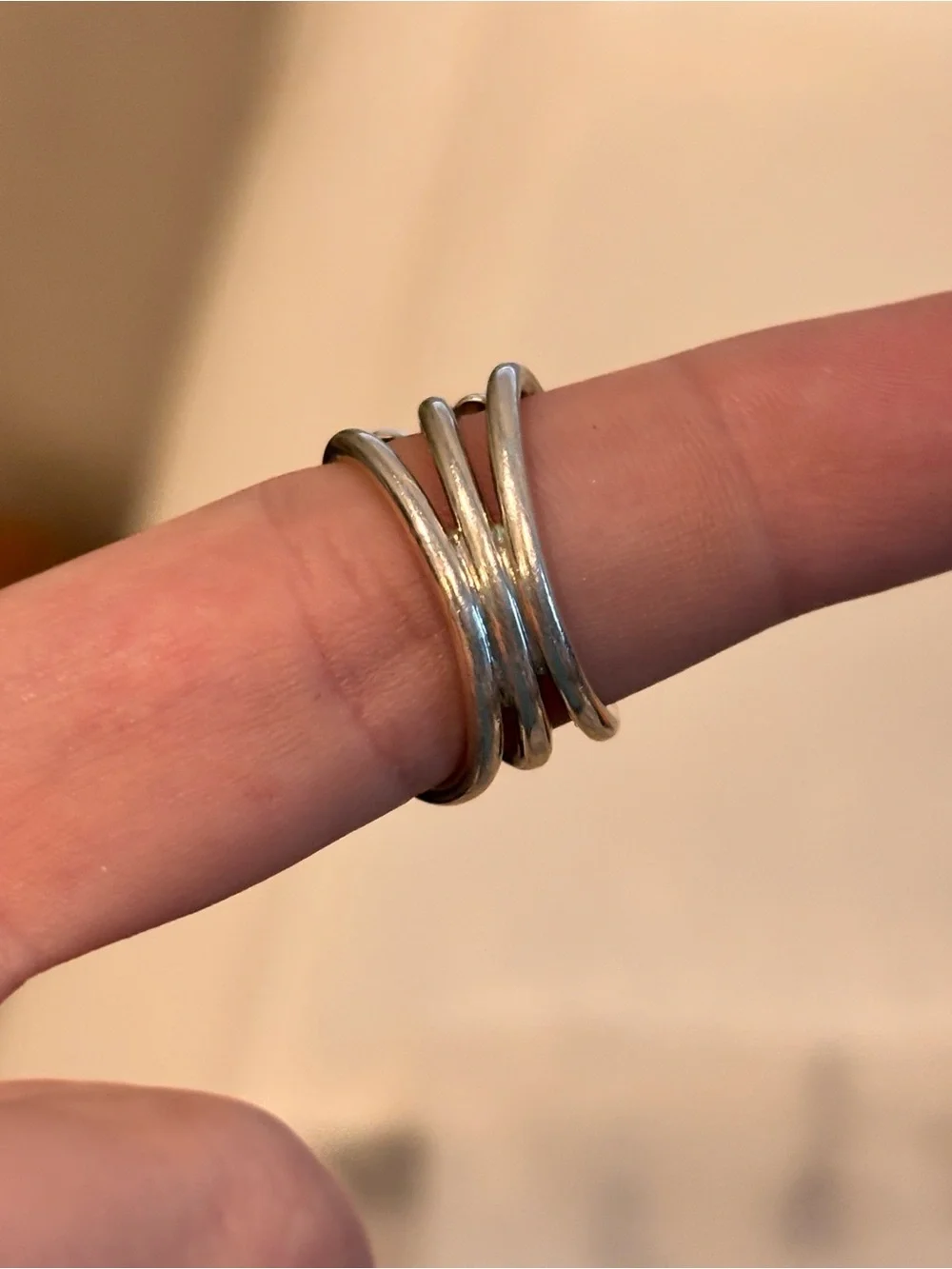 Designer 925 Sterling Silver Stacked Teardrop Ring - Size 6