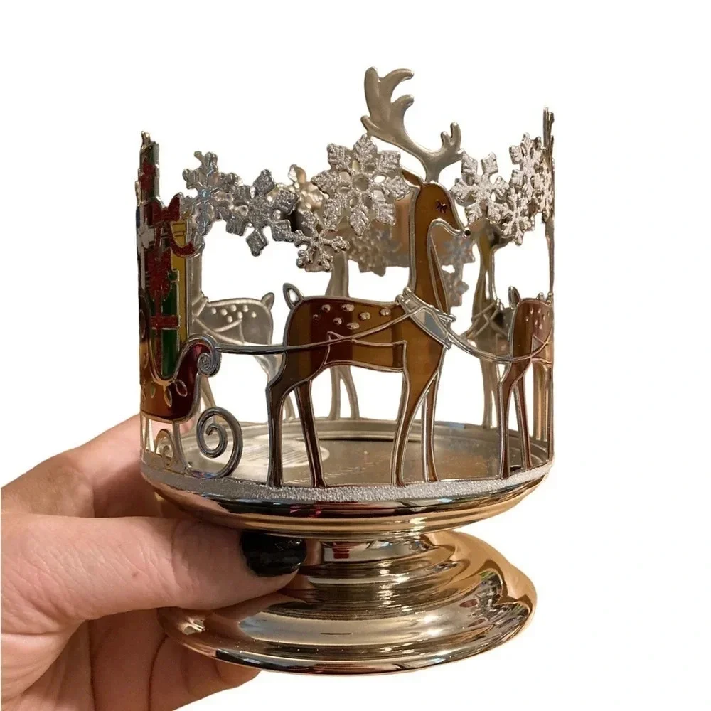 BATH & BODY WORKS Christmas Reindeer Pedestal 3-Wick Candle Holder! Retired NWT