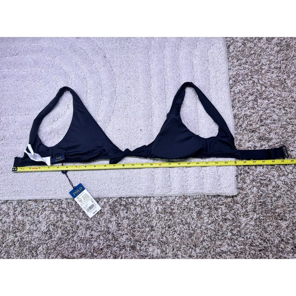 Polo Ralph Lauren Bikini Top Women Small Black Knot Front Triangle NWT