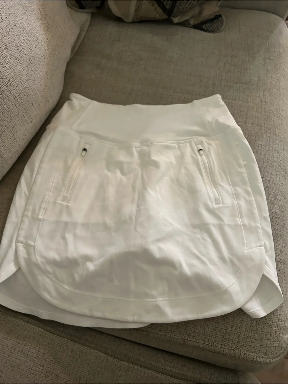Athleta White Athletic Skort with Zipper Pockets