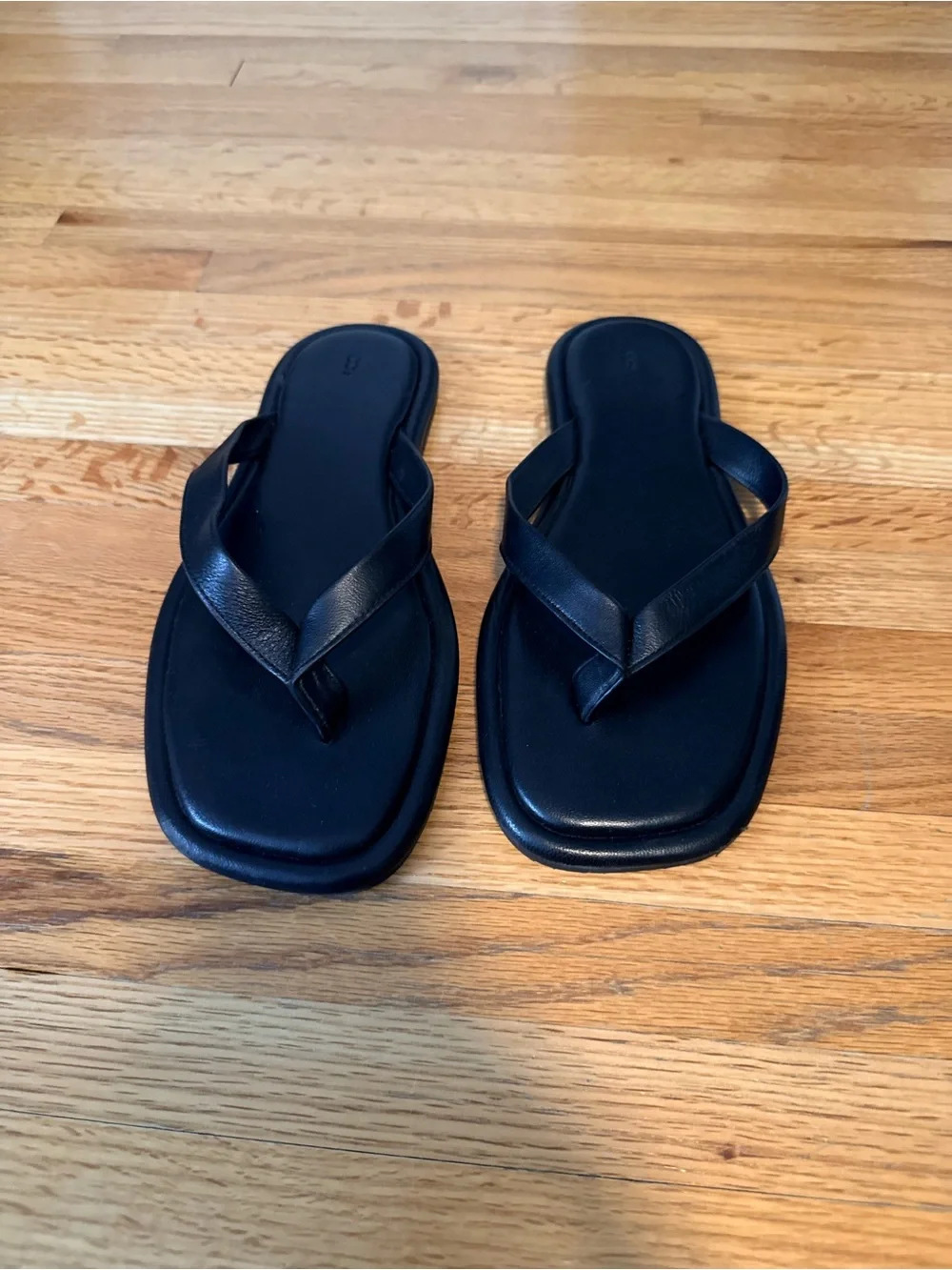 COS Black Leather Flip-Flop Sandals