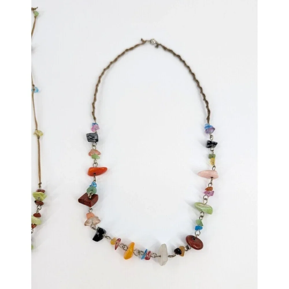 Boho Layered‎ Necklace Chunky Stones Handmade Statement Piece Coachella Festival