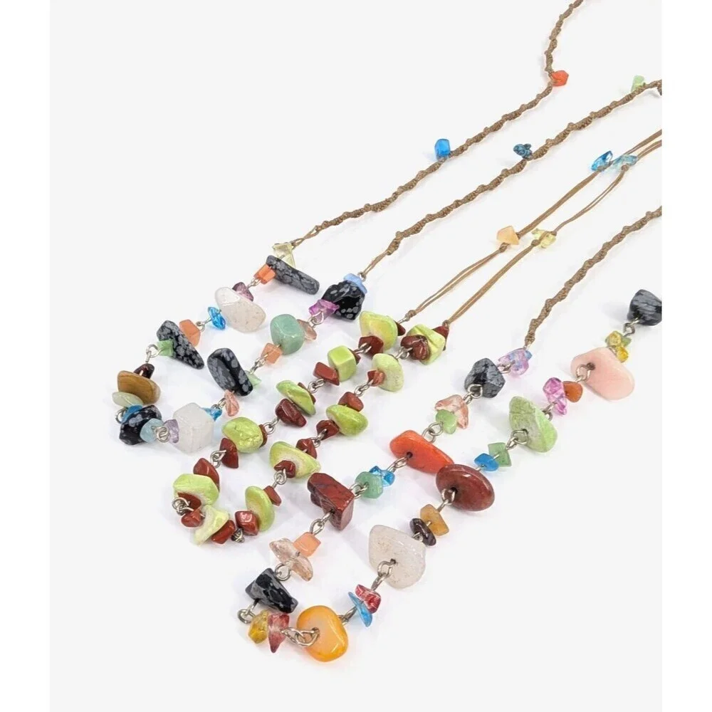 Boho Layered‎ Necklace Chunky Stones Handmade Statement Piece Coachella Festival