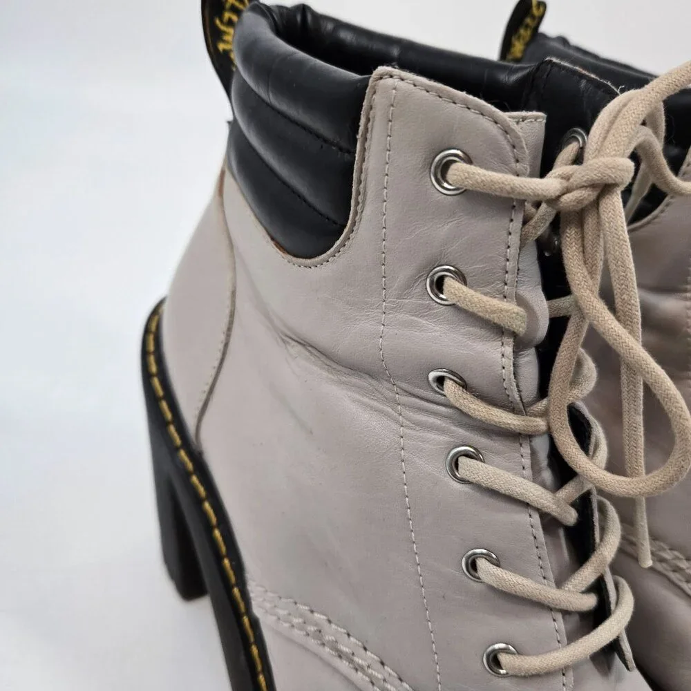 Dr. Martens Taupe Persephone Lace Up Heeled Combat Boots Women's Size US 7 EU 38