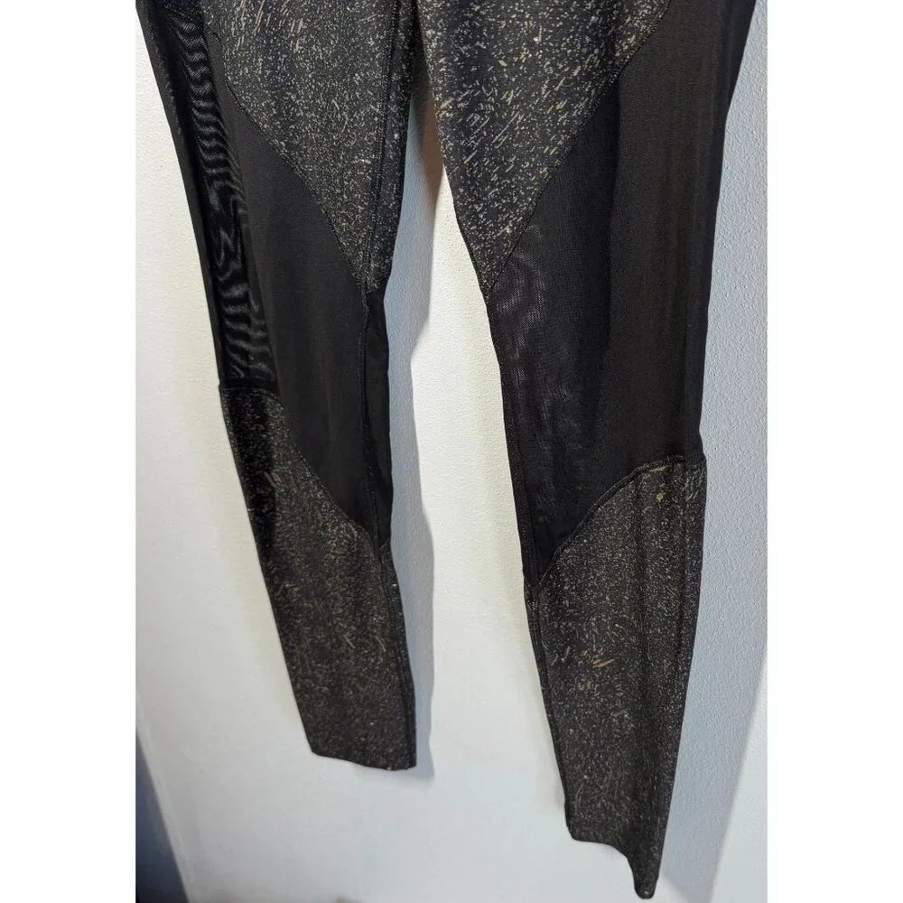 Nike Dri-Fit Womens Full Length Leggings Medium Black‎ Mesh Activewear Gym Yoga