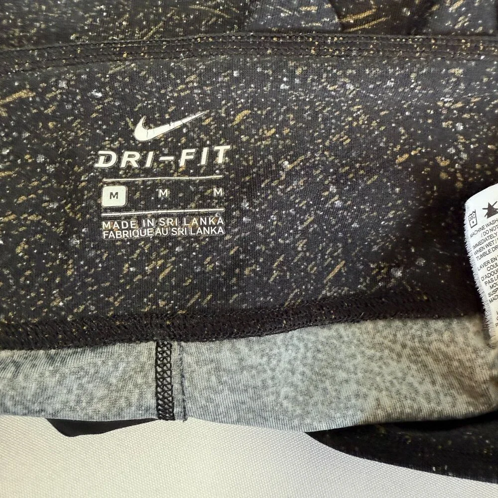 Nike Dri-Fit Womens Full Length Leggings Medium Black‎ Mesh Activewear Gym Yoga