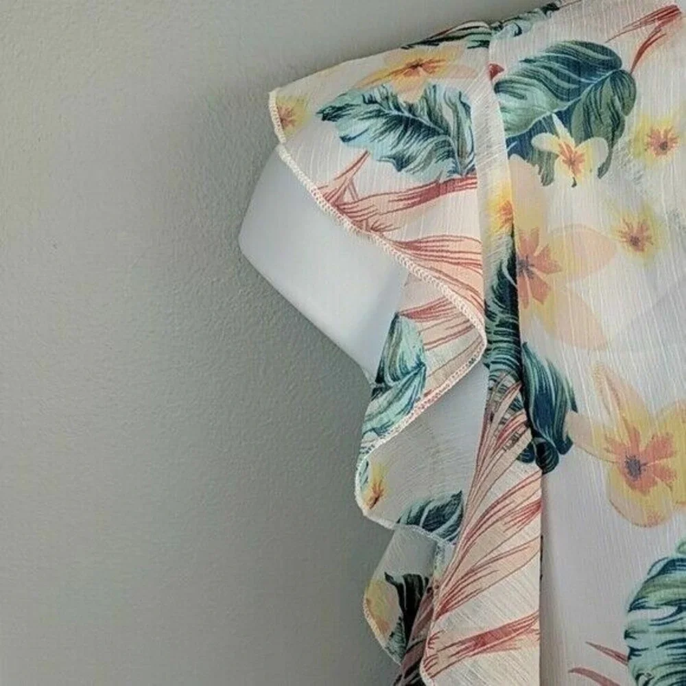 Miken Swimsuit Cover-Up Dress Floral Size Small‎ With Tassel Lace-Up NEW