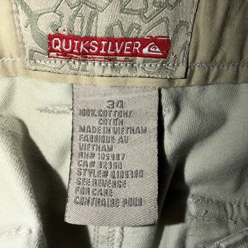 Vintage Quicksilver Cargo Pants Sz 34x31 Surf Skater Baggy Y2K Logo Wide