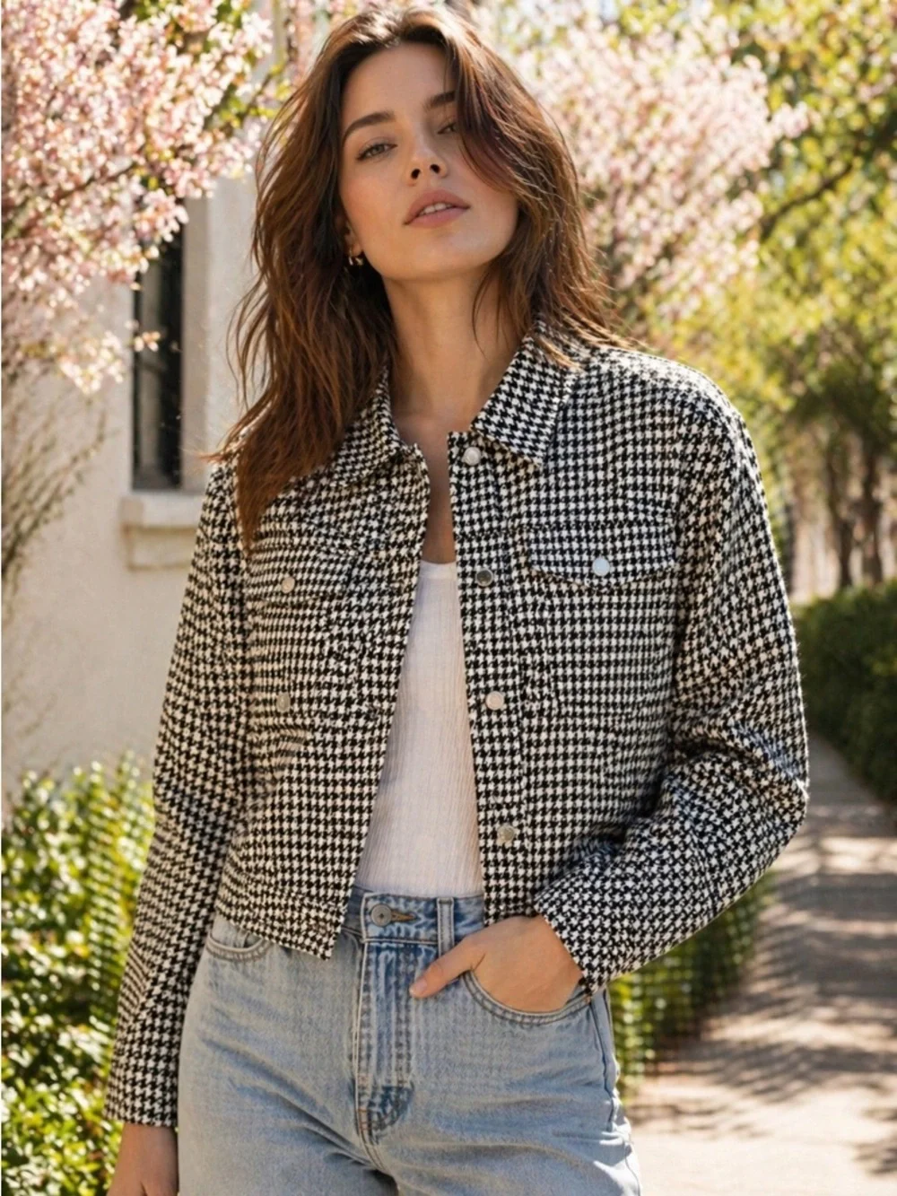 Country Wear Casuals vintage, pristine Houndstooth denim cut jacket size Large