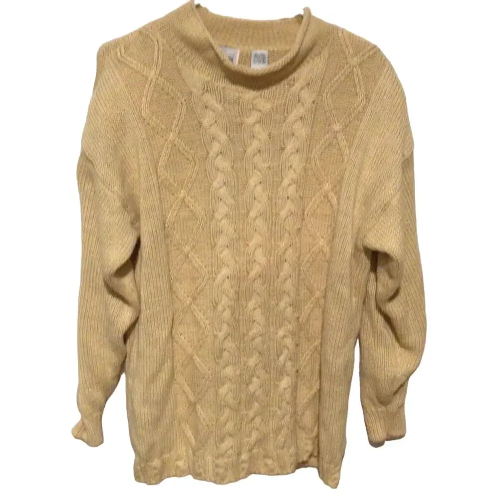 Vintage Denim Republic Yellow Cable Knit Long Sleeve Sweater Women’s Size L