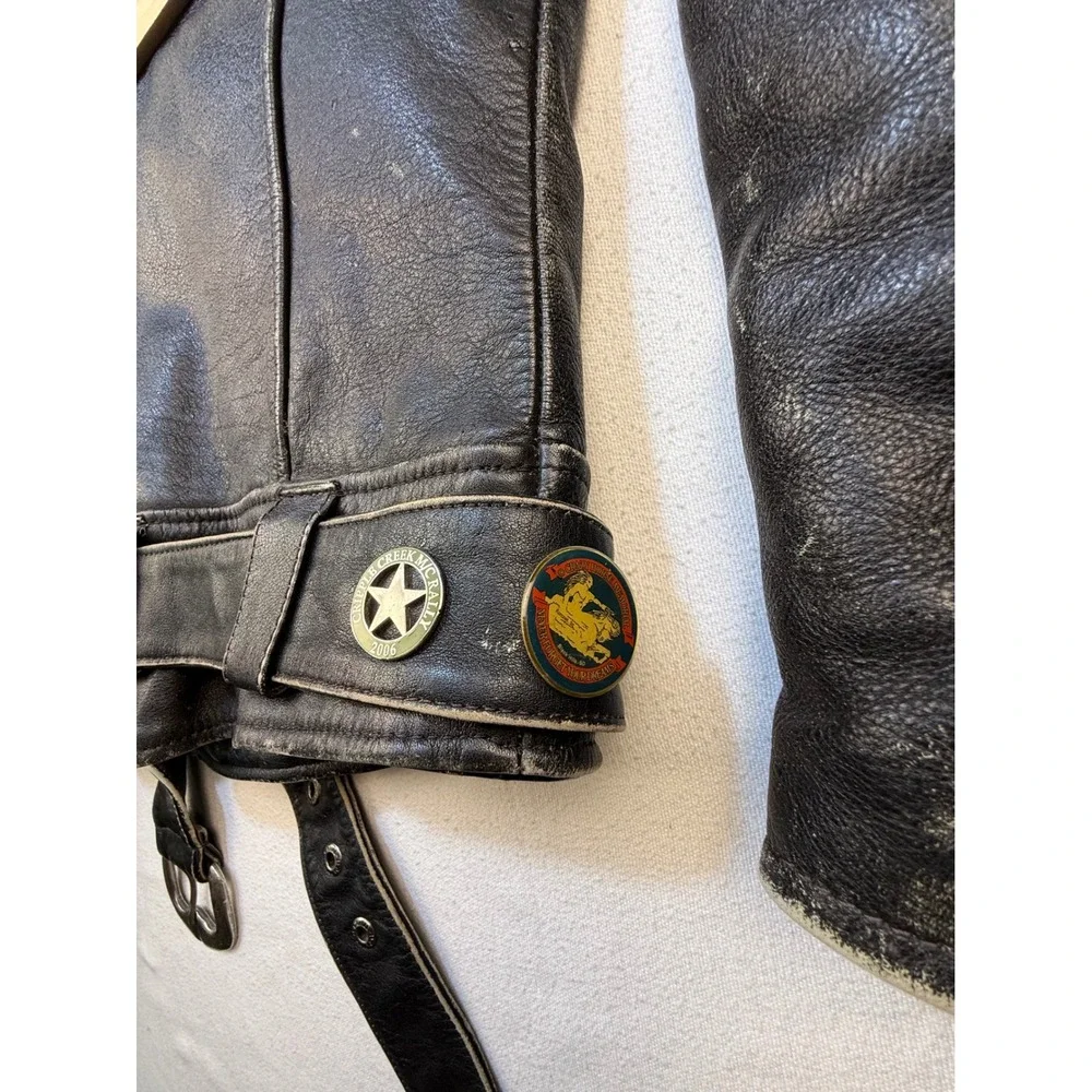 Harley Davidson Leather Jacket Mens M Black Biker Distressed Vintage CA03402 USA