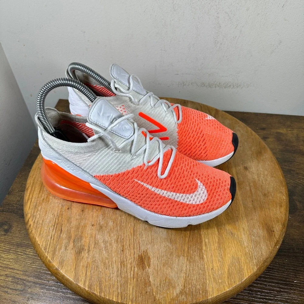 Nike Air Max 270 Flyknit Crimson Orange White AH6803-800 Womens 6 Running Shoes