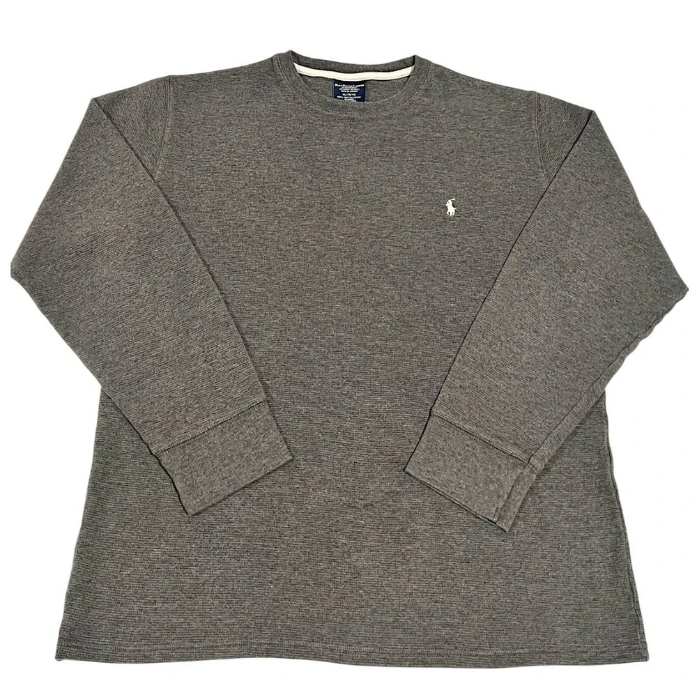 Polo Ralph Lauren Men's XL Thermal‎ Waffle Knit Long Sleeve Shirt Charcoal