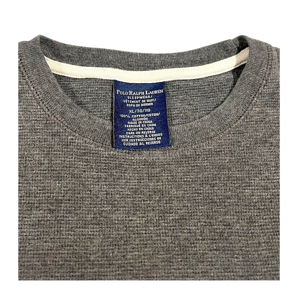 Polo Ralph Lauren Men's XL Thermal‎ Waffle Knit Long Sleeve Shirt Charcoal
