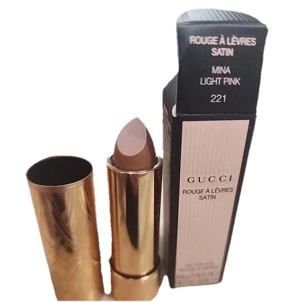 Gucci Rouge à Lèvres Satin Lipstick color 221 Mina‎ Light Pink $49 MSRP NIB