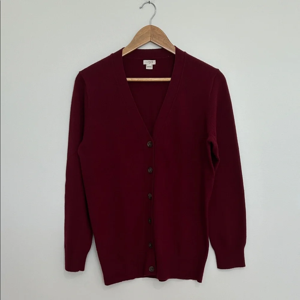J. Crew Burgundy V-Neck Button‎ Front Cardigan