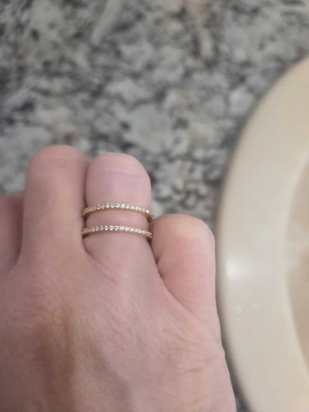 Delicate Double-Band Gold Ring with Crystal Accents - Women Jewelry Rings