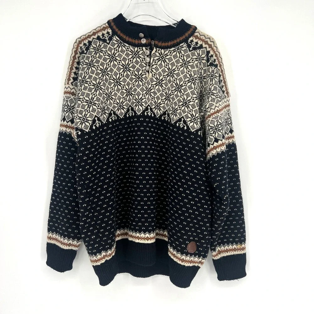 Vtg Dale Of Norway Sweater‎ Mens LBirds Eye Wool Scandinavian Fair Isle Knit