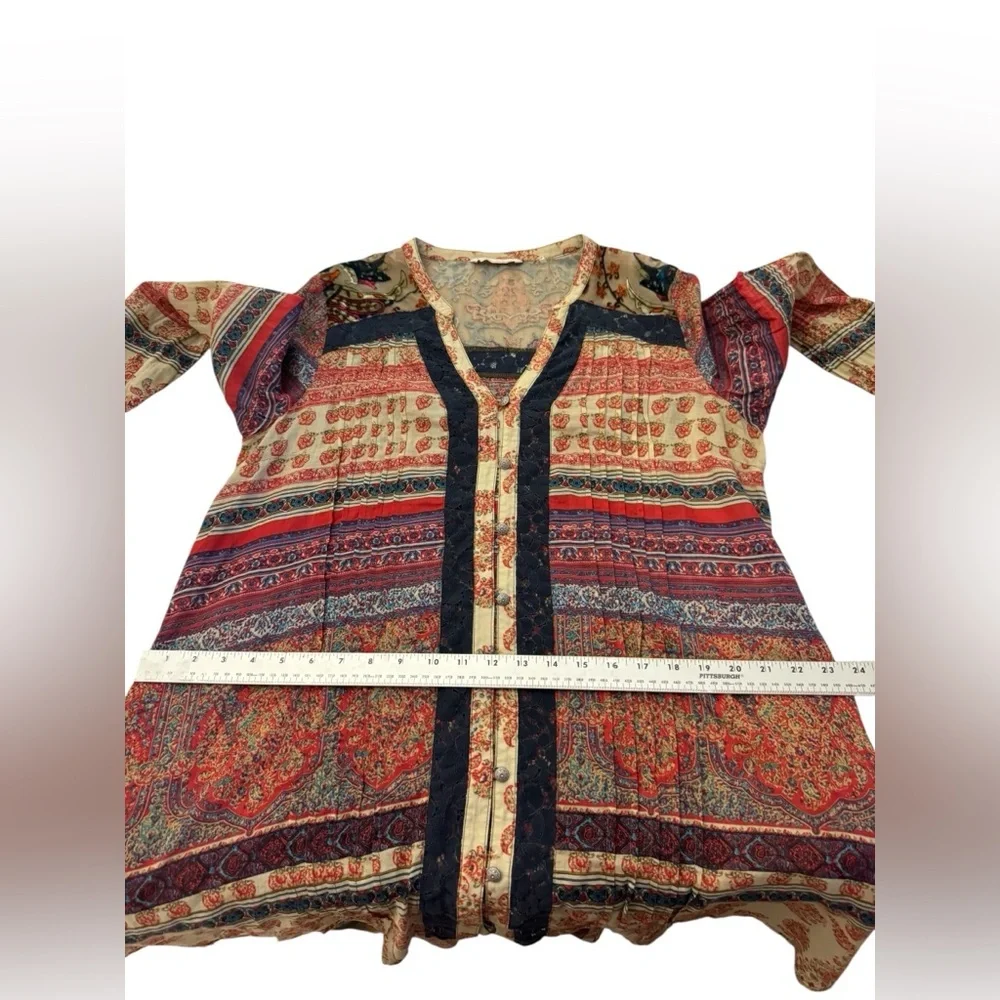 Soft Surroundings Aleyna Tunic Top Boho Button Down Large