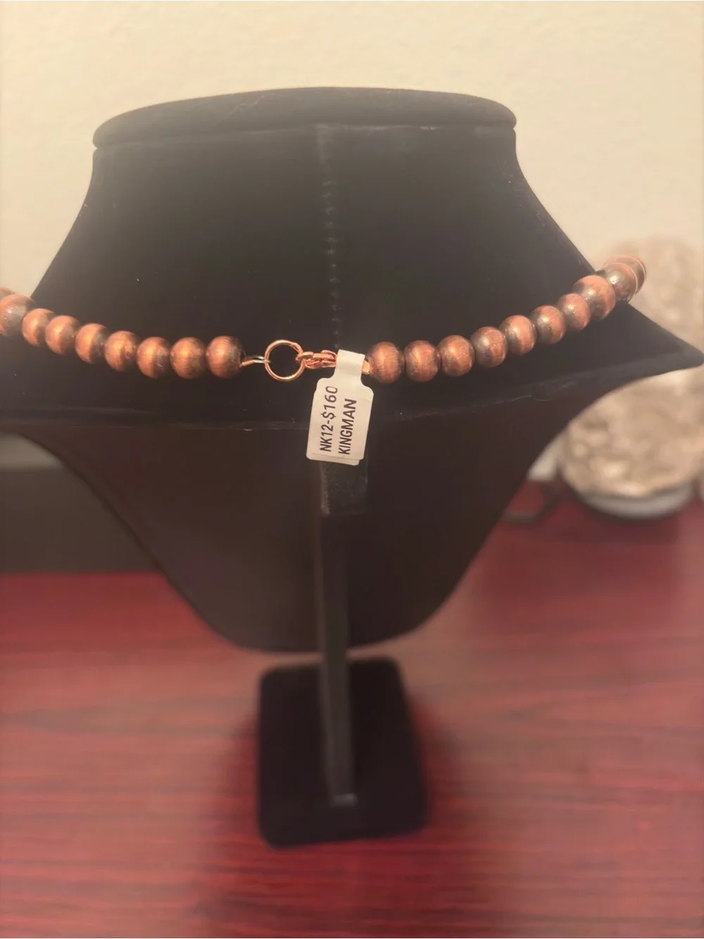 Kingman Turquoise and Navajo Pearls Copper Necklace
