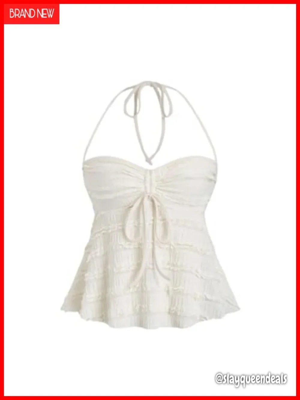 Women's Peplum Halter Crop Top with Drawstring Tie, Sleeveless Summer Cami